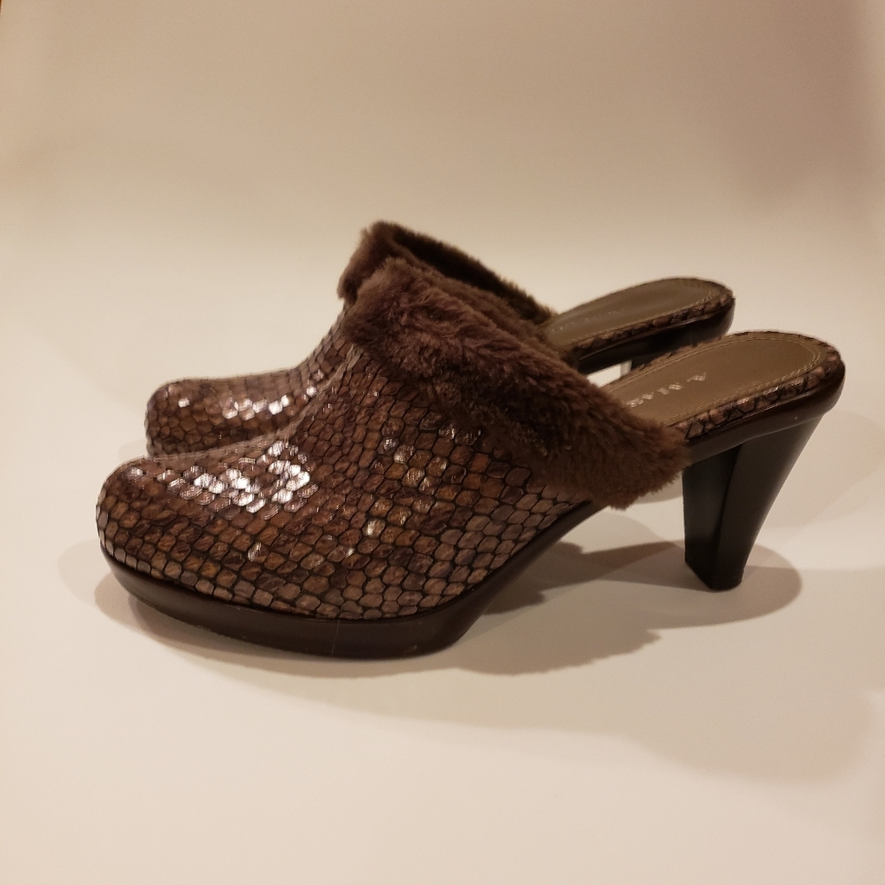 A.Marinelli slip on snakeskin leather w/faux fur